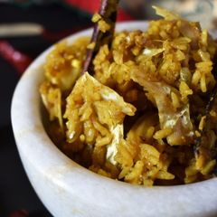 A picture of Muri Ghonto (Bengali Fish Head Curry with Rice).