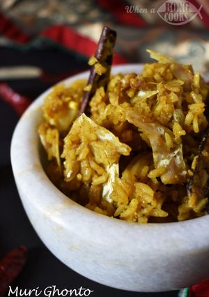 A picture of Muri Ghonto (Bengali Fish Head Curry with Rice).
