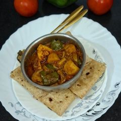 Aloo Paneer With Capsicum Curry/ Paneer Aloo Aur Shimla Mirch Ki Tariwali Sabzi A picture of Aloo Paneer With Capsicum Curry/ Paneer Aloo Aur Shimla Mirch Ki Tariwali Sabzi.