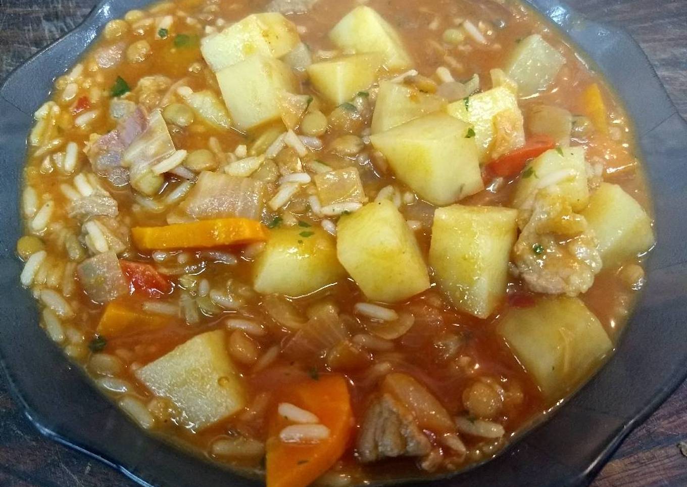 Guiso de lentejas con arroz