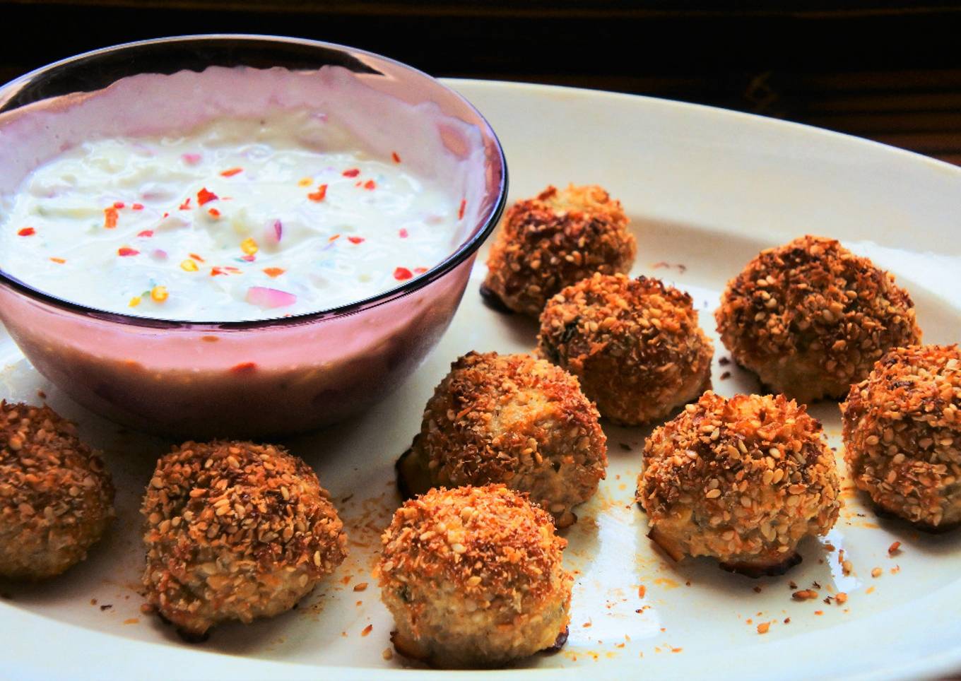 Albóndigas de lentejas con menta y sésamo 🧆