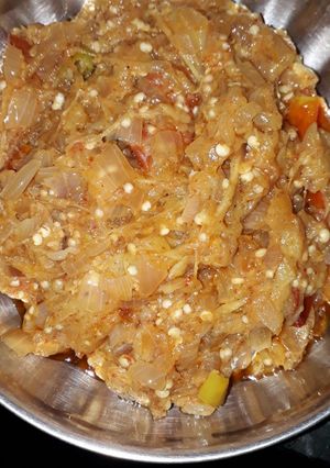 A picture of Brinjal ka bartha.