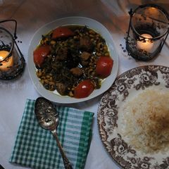 A picture of Azerbaijani Ghormeh sabzi or herb stew.