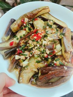 Hình của món Cà tím chiên mỡ hành.