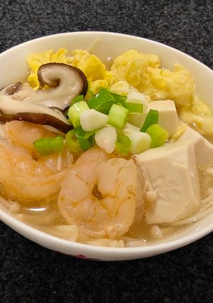 蝦香豆腐嫩蛋煲(簡單料理） 的食譜成品照片