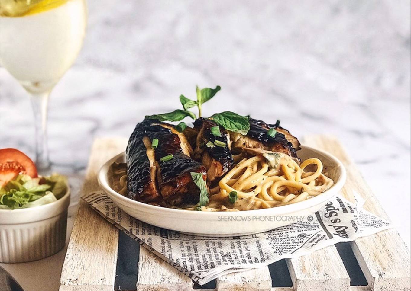 Spaghetti dengan Ayam Panggang #DapurAzahZara