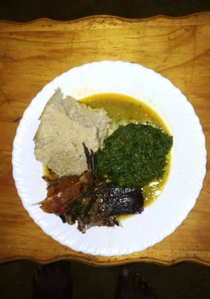 A picture of Muroo served with ugali and fish.