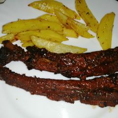A picture of Honey glazed pork ribs.