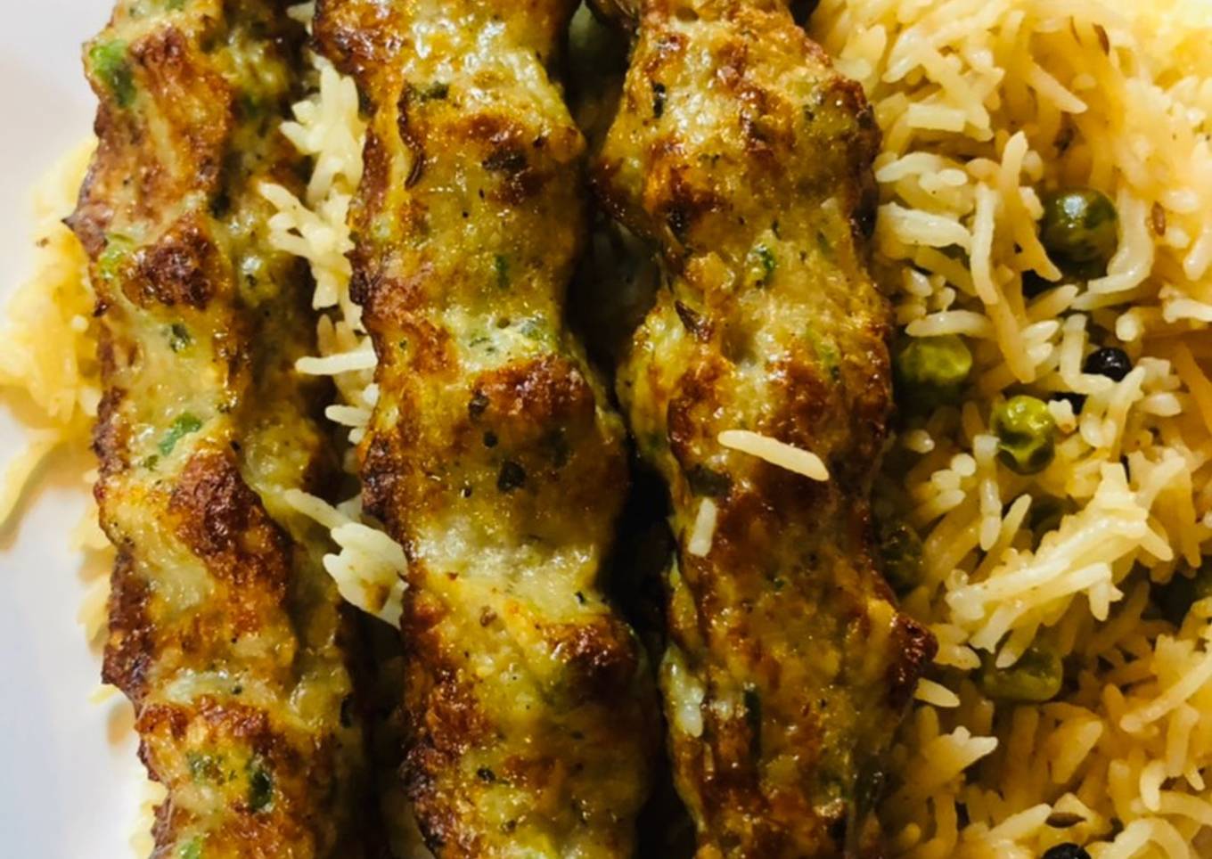 Chicken Gola kabab and spicy mutter pulao