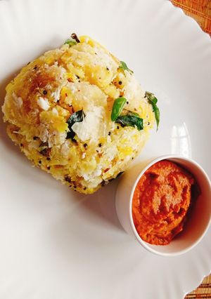A picture of Kappa vevichadu (Boiled Tapioca)Kerala traditional breakfast.