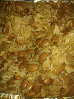A picture of Dry Beans & Rice in the Oven.
