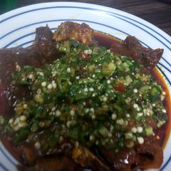 Red oil Stew with Fresh Okro soup A picture of Red oil Stew with Fresh Okro soup.