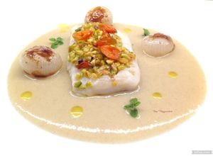 Foto di Baccalà aglio, olio e peperoncino, con salsa di pane di segale e cipolline borettane