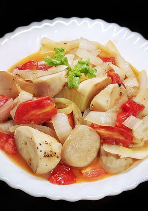 奶油洋蔥茄汁炒杏鮑菇 的食譜成品照片