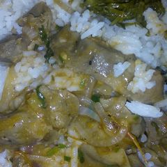 A picture of Chicken gizzards with rice.