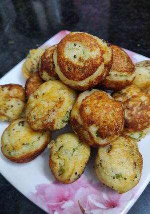 A picture of Vegetable ponganalu with left over idli/dosa batter.