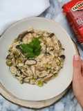 Risotto de cogumelos e espargos
