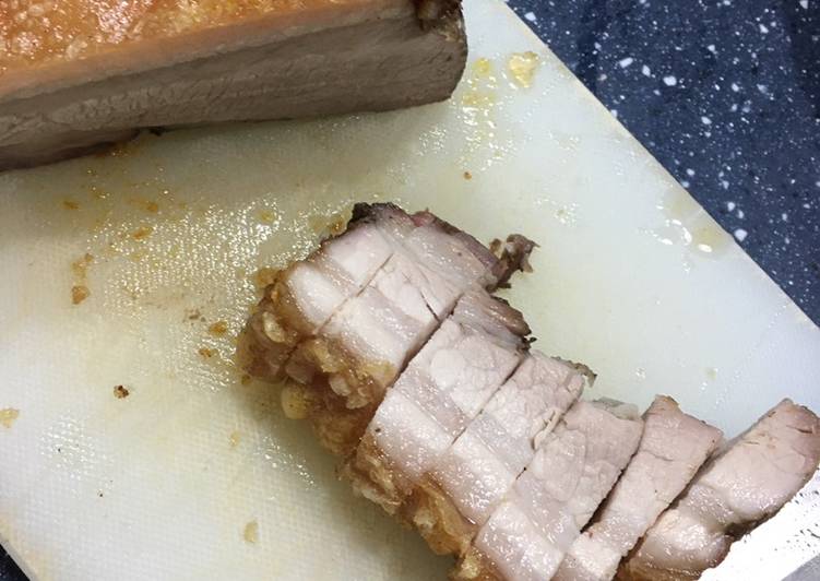 How to Prepare Super Quick Homemade Crispy roasted pork belly