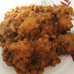A picture of Beans and plantain.