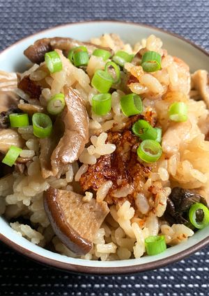 A picture of Dried Mushrooms & Chicken Takikomigohan.