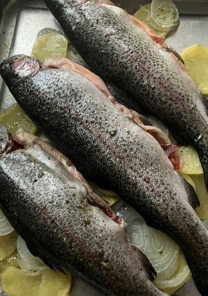 Una foto de Trucha a la Navarra, al horno!