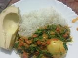 Rice Egg Curry And Avacado