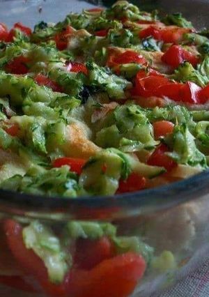 Foto di Millefoglie di pane Carasau con zucchine pomodorini e scamorza