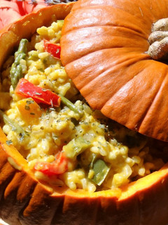 Una foto de Arroz cremoso con calabaza y verduritas