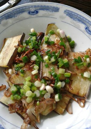 Hình của món Cà tím chiên mỡ hành.