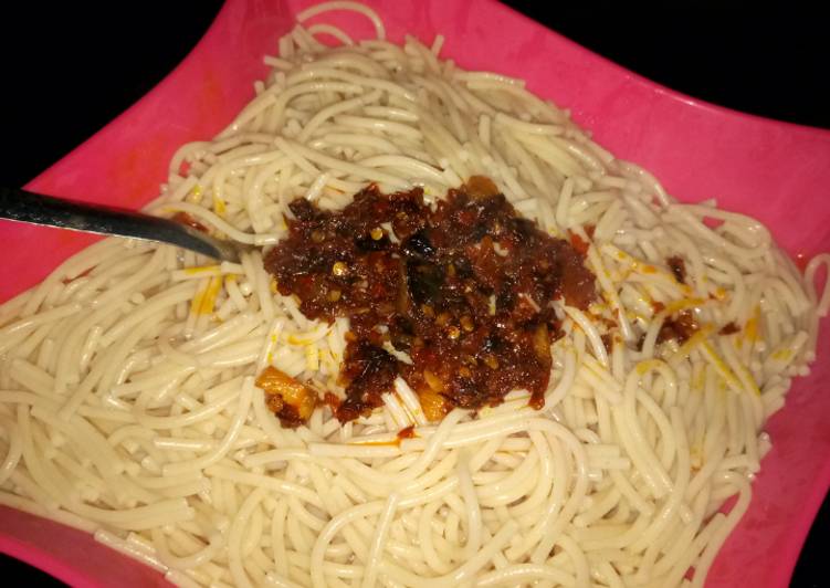 Recipe: Appetizing White supergetti with sauce This is A Recipe That Has Been Tested  From My Kitchen !!