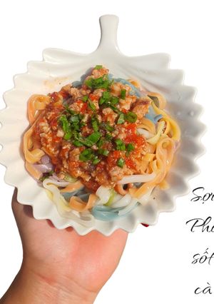 Hình của món Phở rau củ sốt cà thịt cho bé.
