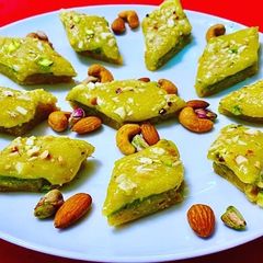 Kaju Pista Badam Burfi A picture of Kaju Pista Badam Burfi.