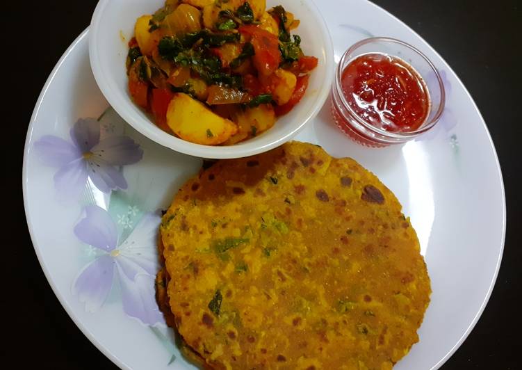 Recipe of Award-winning Jowar-Radish Paratha with  Aloo Methi Subzi