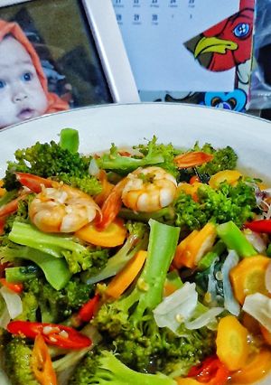 Foto resep Cah sayur brokoli hijau + udang