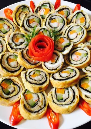 Hình của món Trứng cuộn hấp vân.