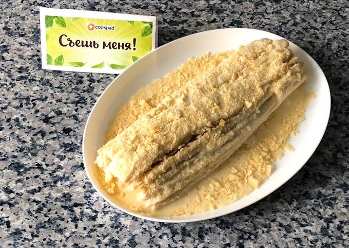 Торт Полено из слоеного теста со сгущенкой рецепт с фото пошагово