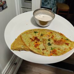 Whole green moong dal dosa A picture of Whole green moong dal dosa.
