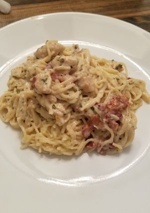A picture of Chicken Bacon Caesar Pasta.