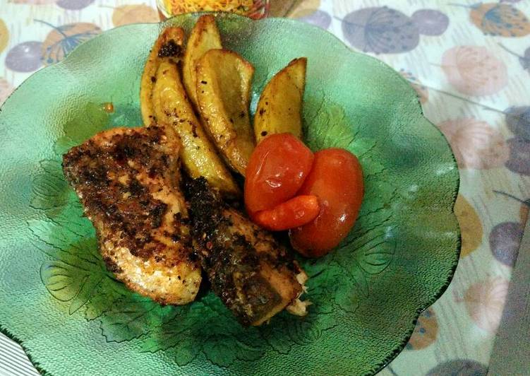 Resep Salmon fillet &amp; potato spicy Lezat
