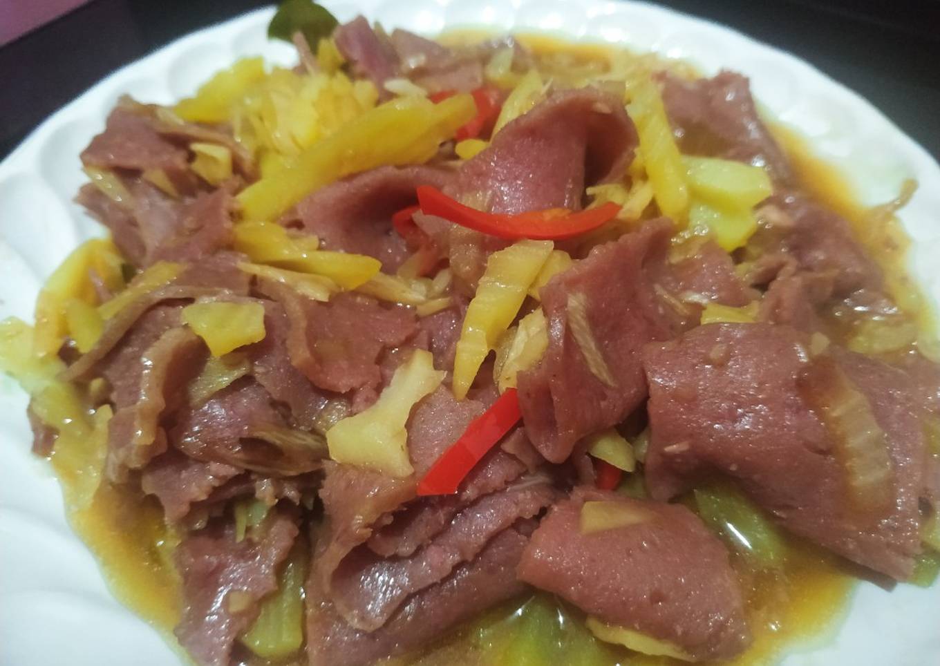 Bacon kentang saos tiram