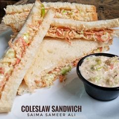 Coleslaw sandwich with homemade mayonnaise A picture of Coleslaw sandwich with homemade mayonnaise.