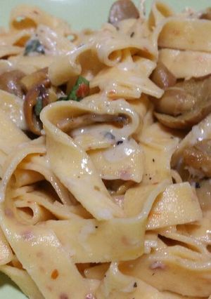 A picture of Pasta with nameko mushrooms and grated truffle.