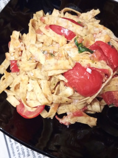 Una foto de Tagliatelle Integral con Gambones a la Marinera