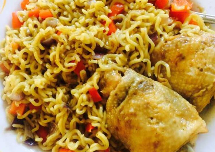 Simple Way to Prepare Super Quick Homemade Fried Noodles with Oven baked chicken