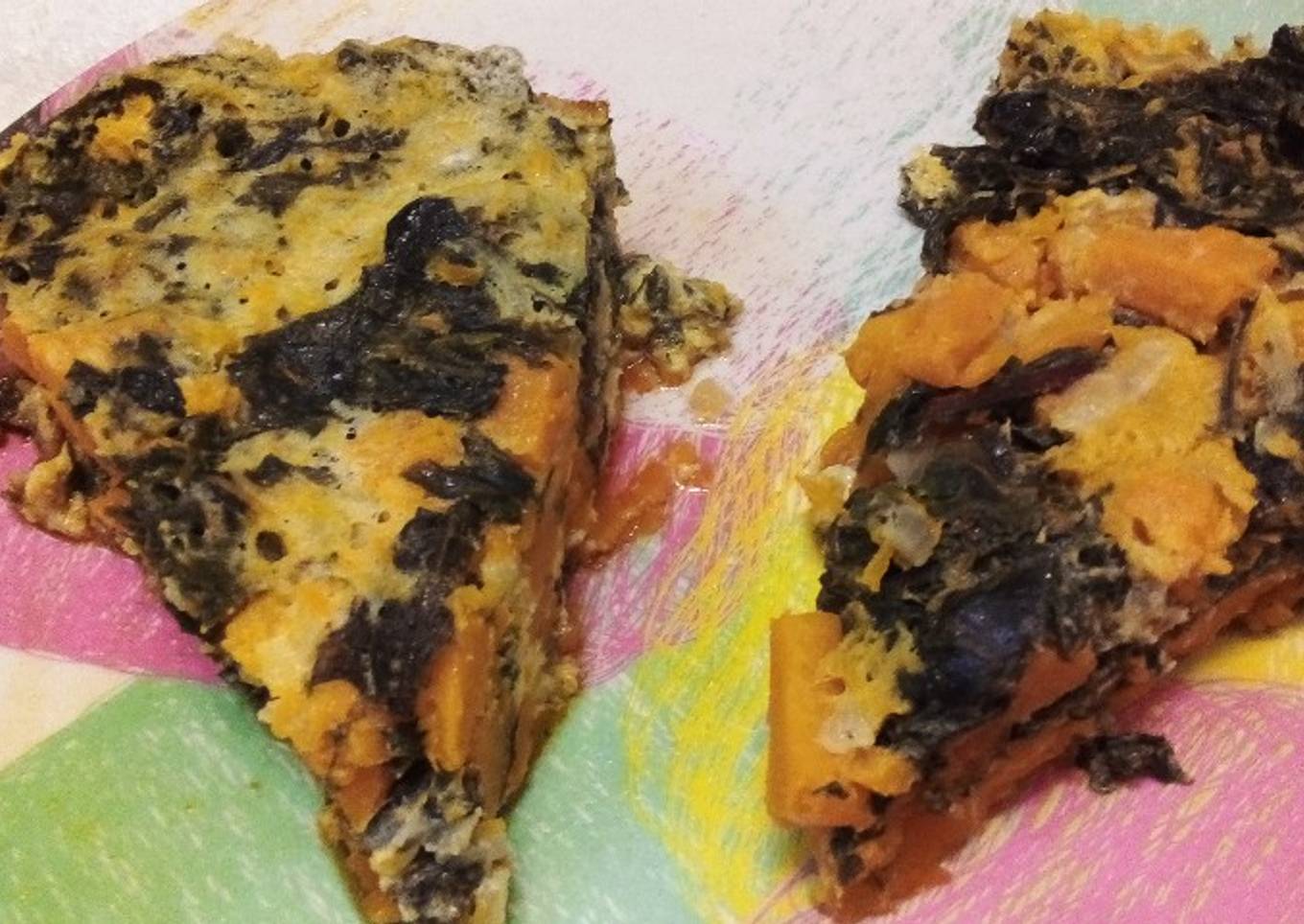 Tortilla de calabaza y hojas de remolacha