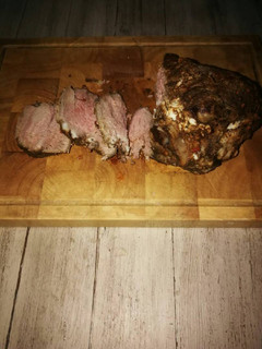 A picture of Roasted leg of lamb.