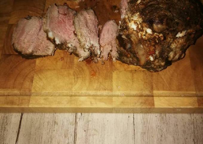 Roasted leg of lamb