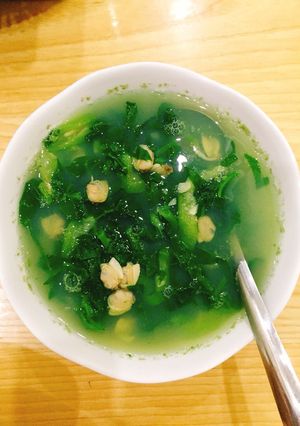 Hình của món Canh rau mồng tơi, mướp nấu với ngao.