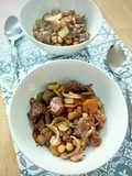 Salteado de garbanzos con carrillada y verduras