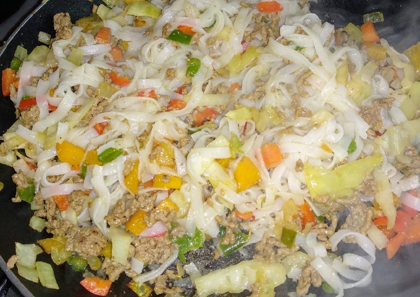 Noodles de arroz con ternera bio